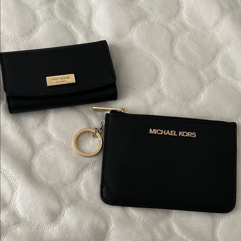 Michael Kors Black Keychain and Card Holder Set